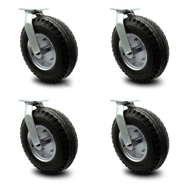 Service Caster 12 Inch Black Pneumatic Wheel Caster Swivel with 2 Swivel Locks SCC, 4PK SCC-100S3506-PNB-BSL-2-S-2 - main